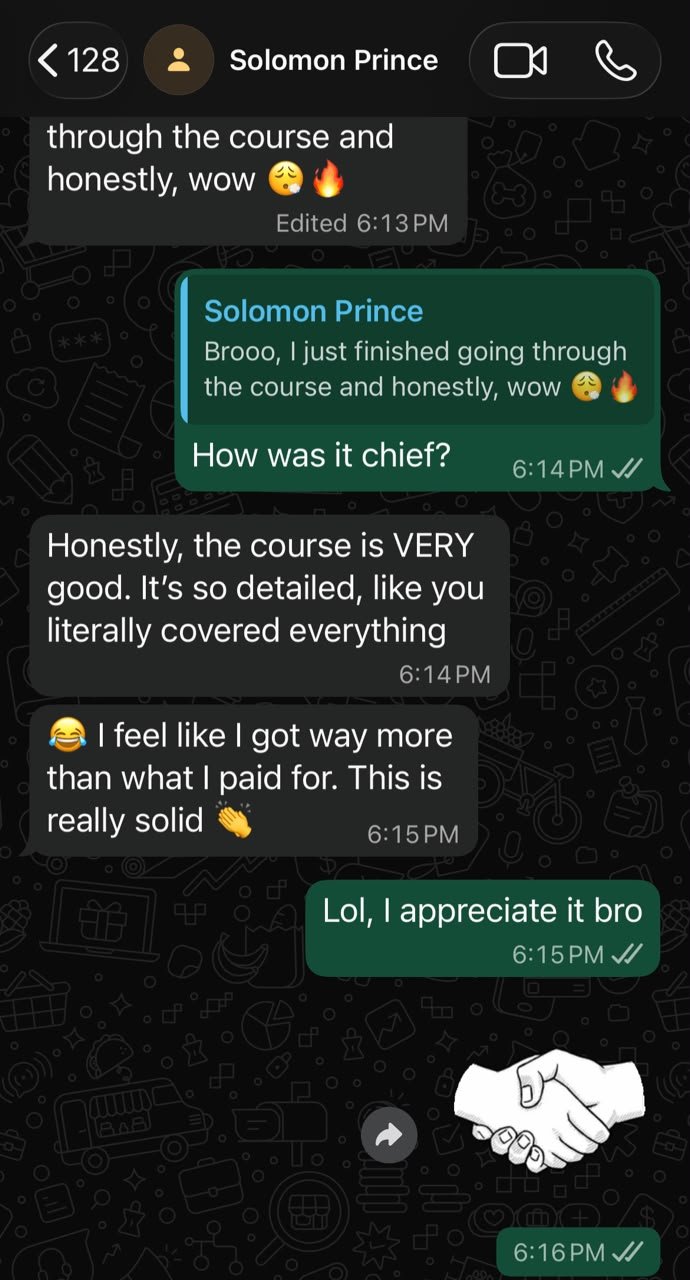 Student testimonial screenshot