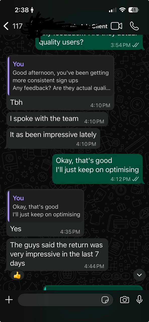 Student testimonial screenshot